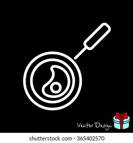 Web line icon. Fried eggs in a frying pan, Omelette