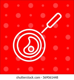 Web line icon. Fried eggs in a frying pan, Omelette