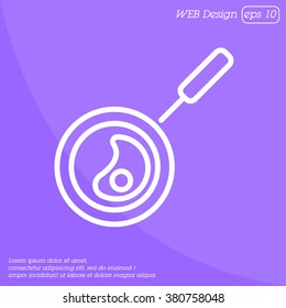 Web line icon. Fried eggs in a frying pan, Omelette