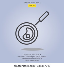 Web line icon. Fried eggs in a frying pan, Omelette