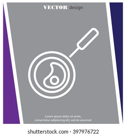 Web line icon. Fried eggs in a frying pan, Omelette