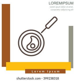 Web line icon. Fried eggs in a frying pan, Omelette