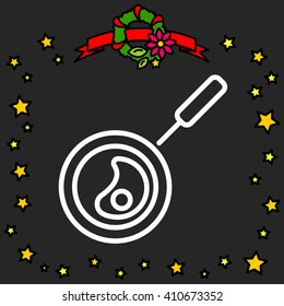 Web line icon. Fried eggs in a frying pan, Omelette