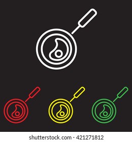 Web line icon. Fried eggs in a frying pan, Omelette