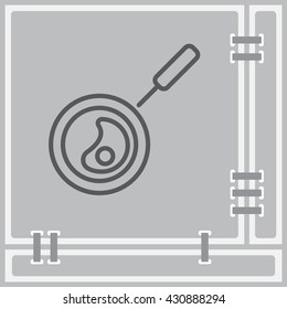 Web line icon. Fried eggs in a frying pan, Omelette
