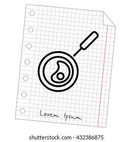 Web line icon. Fried eggs in a frying pan, Omelette