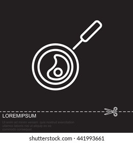 Web line icon. Fried eggs in a frying pan, Omelette