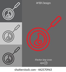 Web line icon. Fried eggs in a frying pan, Omelette