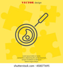 Web line icon. Fried eggs in a frying pan, Omelette