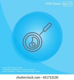 Web line icon. Fried eggs in a frying pan, Omelette