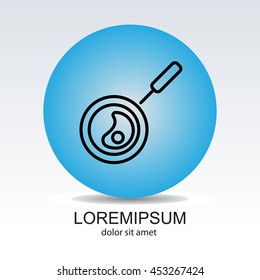Web line icon. Fried eggs in a frying pan, Omelette
