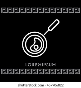 Web line icon. Fried eggs in a frying pan, Omelette