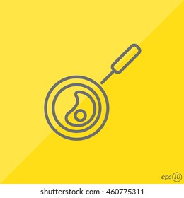 Web line icon. Fried eggs in a frying pan, Omelette