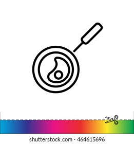 Web line icon. Fried eggs in a frying pan, Omelette