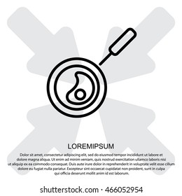 Web line icon. Fried eggs in a frying pan, Omelette