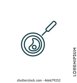 Web line icon. Fried eggs in a frying pan, Omelette