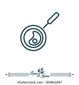 Web line icon. Fried eggs in a frying pan, Omelette