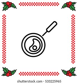 Web line icon. Fried eggs in a frying pan, Omelette
