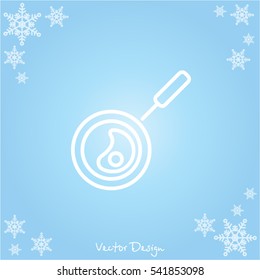 Web line icon. Fried eggs in a frying pan, Omelette