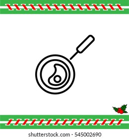 Web line icon. Fried eggs in a frying pan, Omelette