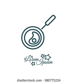 Web line icon. Fried eggs in a frying pan, Omelette