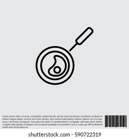 Web line icon. Fried eggs in a frying pan, Omelette