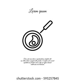 Web line icon. Fried eggs in a frying pan, Omelette