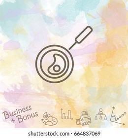 Web line icon. Fried eggs in a frying pan, Omelette
