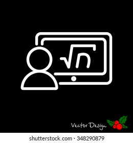 Web line icon. Gadget with formula, analyst