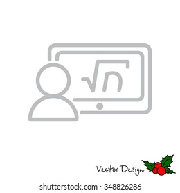 Web line icon. Gadget with formula, analyst