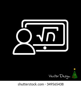Web line icon. Gadget with formula, analyst