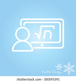 Web line icon. Gadget with formula, analyst