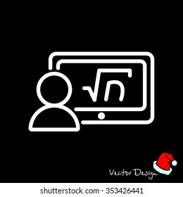 Web line icon. Gadget with formula, analyst