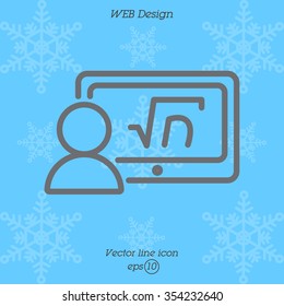 Web line icon. Gadget with formula, analyst