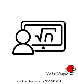 Web line icon. Gadget with formula, analyst
