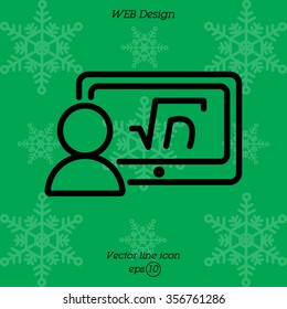 Web line icon. Gadget with formula, analyst