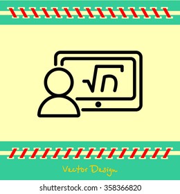 Web line icon. Gadget with formula, analyst