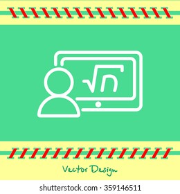 Web line icon. Gadget with formula, analyst