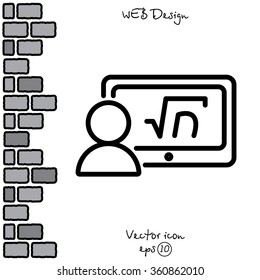 Web line icon. Gadget with formula, analyst