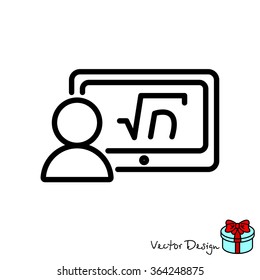 Web line icon. Gadget with formula, analyst