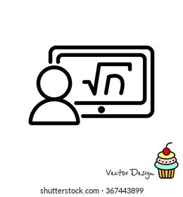 Web line icon. Gadget with formula, analyst