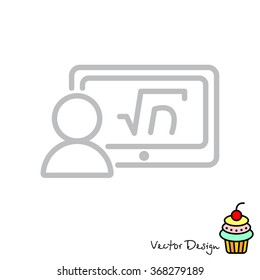 Web line icon. Gadget with formula, analyst