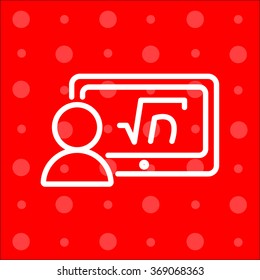 Web line icon. Gadget with formula, analyst