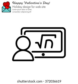 Web line icon. Gadget with formula, analyst