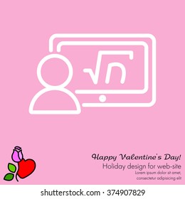 Web line icon. Gadget with formula, analyst