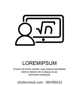 Web line icon. Gadget with formula, analyst