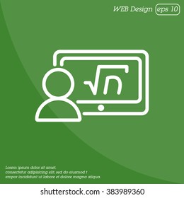 Web line icon. Gadget with formula, analyst