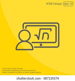 Web line icon. Gadget with formula, analyst
