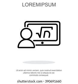 Web line icon. Gadget with formula, analyst