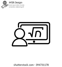 Web line icon. Gadget with formula, analyst